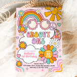 Invitation Super Un les années 70 Fleur Power Rainbow fête d'<br><div class="desc">Super Une les années 70 Fleur Power Arc en ciel Invitation à la fête d'anniversaire Tous les modèles sont © PIXEL PERFECTION PARTY LTD</div>