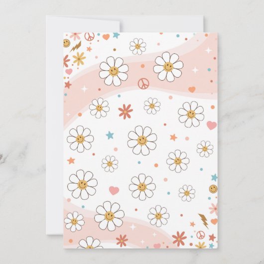 Invitation Super Un Retro Daisy Arc-en-ciel Premier anniversa (Dos)