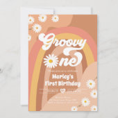 Invitation Super Un Retro Daisy Boho Hippie Premier anniversa (Devant)