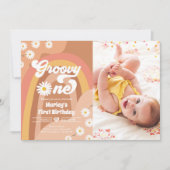Invitation Super Un Retro Daisy Boho Hippie Premier anniversa (Devant)