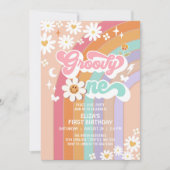 Invitation Super UNE Daisée Rainbow Hippie Retro Anniversaire (Devant)
