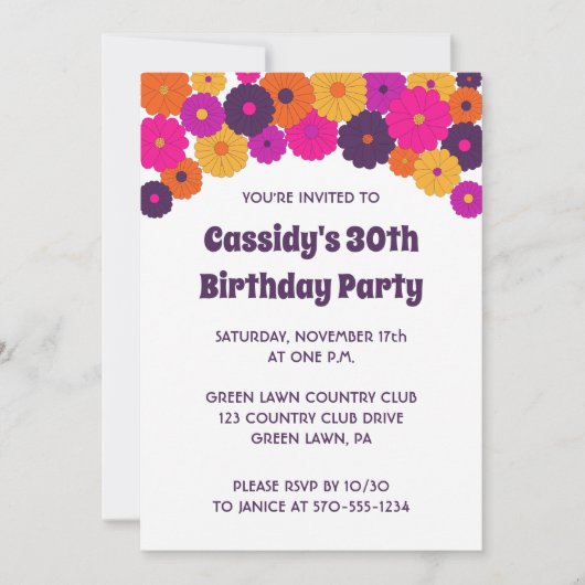 Invitation Super violet et rose hippie puissance (Devant)