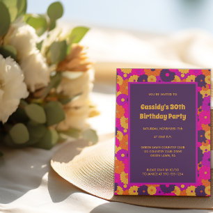 Invitation Super violet et rose hippie puissance