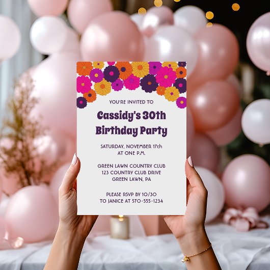 Invitation Super violet et rose hippie puissance