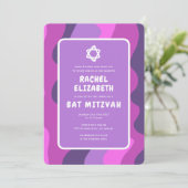 Invitation Super violet Waves Star David Bat mitzvah personna (Debout devant)