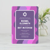 Invitation Super violet Waves Star David Bat mitzvah personna (Debout devant)