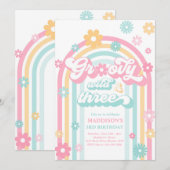Invitation Super Wild Et Trois Boho Daisy Rainbow Anniversair (Devant / Derrière)