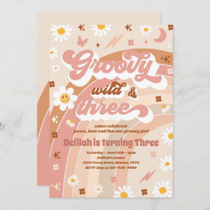 Invitation Super Wild Et Trois Hippie 3e fête d'anniversaire