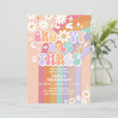 Invitation Super Wild et trois hippie Retro 3e anniversaire (Debout devant)