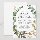 Invitation Superbe Baby shower de couronne Feuille verte (Devant / Derrière)