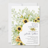 Invitation Superbe Baby shower de tournesols aquarelle (Devant)