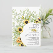 Invitation Superbe Baby shower de tournesols aquarelle (Debout devant)