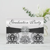 Invitation Superbe Black and Silver Damask Graduation Party (Debout devant)