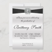 Invitation Superbe Black and Silver Damask Graduation Party (Dos)