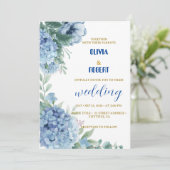 Invitation superbe bleu floral poussiéreux (Debout devant)