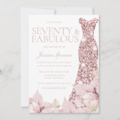Invitation Superbe Blush Floral & Robe 70e fête d'anniversair (Devant)