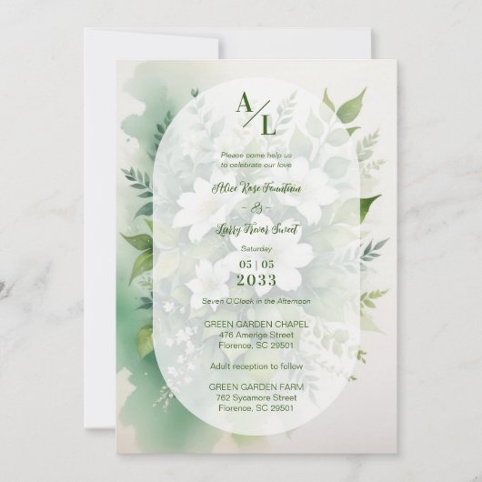 Invitation Superbe Boho Translucide Oval Exubérant Vert (Devant)