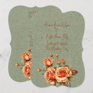 Invitation Superbe Bouquet Mariage orange et vert