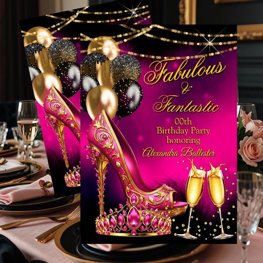 Invitation Superbe chaussure à talon doré avec un diadème ros