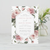 Invitation Superbe couleur rose pâle Aquarelle Mariage Floral (Debout devant)