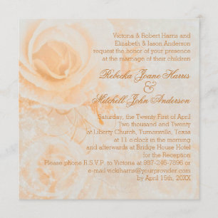 Invitation Superbe crème de pêche rose Mariage