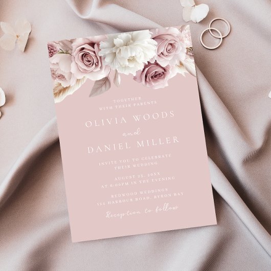 Invitation Superbe Dusty Rose Blush Mariage
