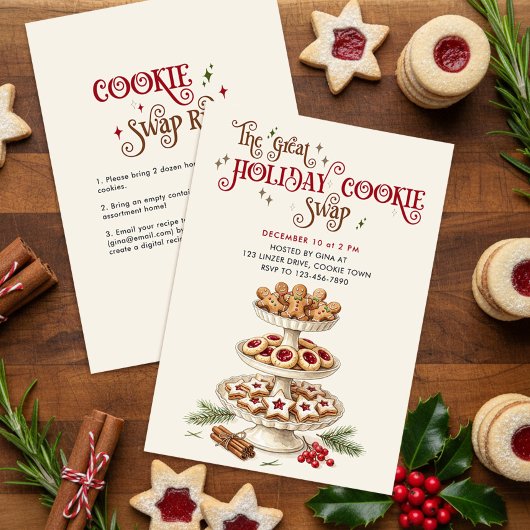 Invitation Superbe échange de biscuits de Noël, fête de la pâ