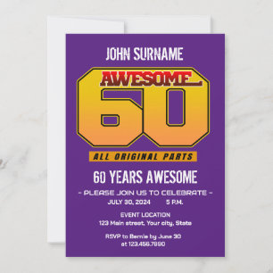Invitation Superbe fête d'anniversaire 60 ans Toutes pièces d