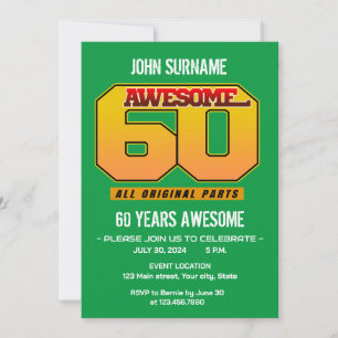 Invitation Superbe fête d'anniversaire 60 ans Toutes pièces d