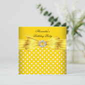 Invitation Superbe fête d'anniversaire des Pois blancs jaunes (Debout devant)