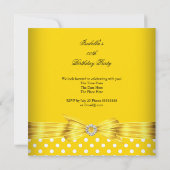 Invitation Superbe fête d'anniversaire des Pois blancs jaunes (Dos)