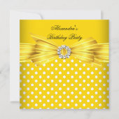 Invitation Superbe fête d'anniversaire des Pois blancs jaunes (Devant)