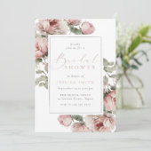 Invitation Superbe Fête des mariées florale à l'aquarelle bla (Debout devant)