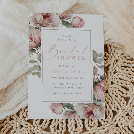 Invitation Superbe Fête des mariées florale à l'aquarelle bla