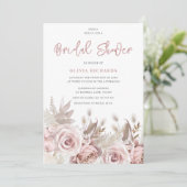 Invitation Superbe Fête des mariées Florale Rose Blush (Debout devant)