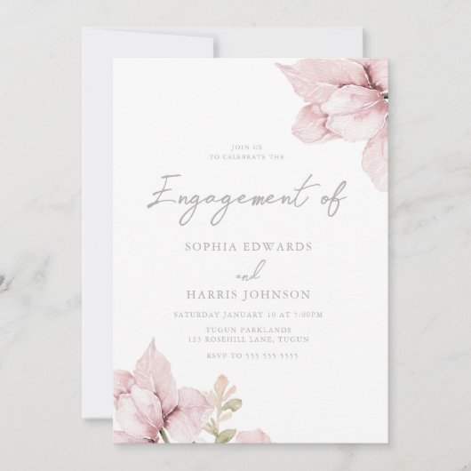 Invitation Superbe Fleurs de Flush Partie d'engagement (Devant)