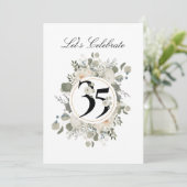 Invitation Superbe Floral Pastel 35e ANNIVERSAIRE  (Debout devant)