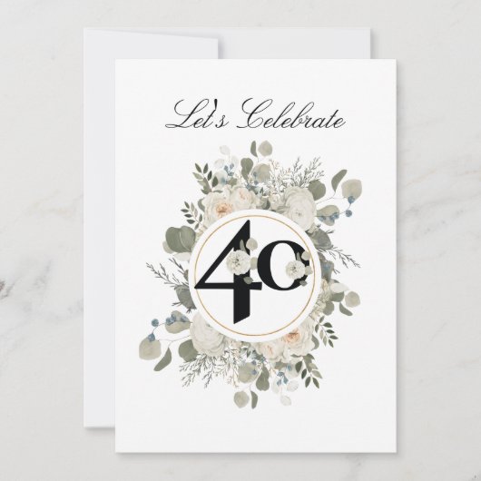 Invitation Superbe Floral Pastel 40e ANNIVERSAIRE (Devant)