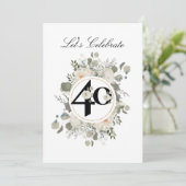 Invitation Superbe Floral Pastel 40e ANNIVERSAIRE (Debout devant)