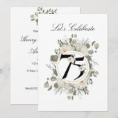Invitation Superbe Floral Pastel 75e ANNIVERSAIRE  (Devant / Derrière)