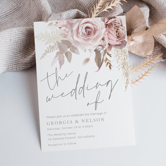 Invitation Superbe florale de Blush Le Mariage de