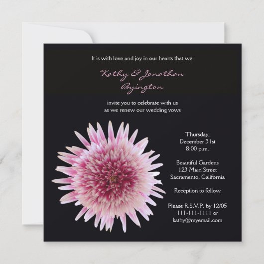 Invitation Superbe Gerbera Vow Renouvellement (Devant)