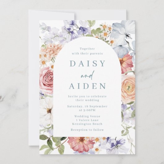 Invitation Superbe Mariage d'arche végétale (Devant)