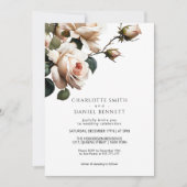 Invitation Superbe Mariage de Rose d'huile beige (Devant)