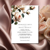 Invitation Superbe Mariage de Rose d'huile beige