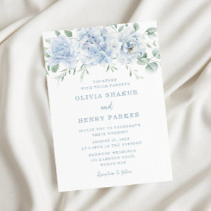 Invitation Superbe Mariage Floral Bleu
