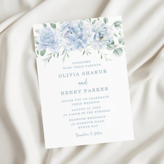 Invitation Superbe Mariage Floral Bleu