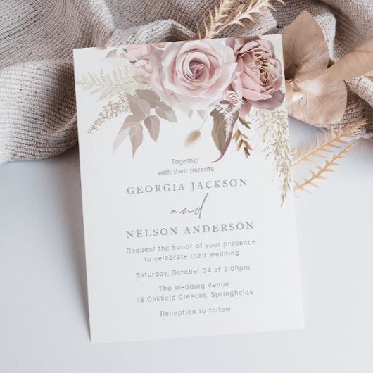 Invitation Superbe Mariage floral Blush