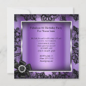 Invitation Superbe Pourty Violet Damas Noir Dentelle Perle (Dos)