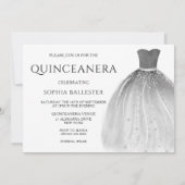 Invitation Superbe robe de sirène d'argent Quinceanera Party (Dos)